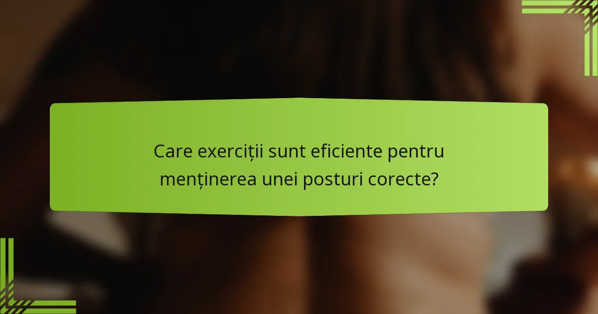 Care exerciții sunt eficiente pentru menținerea unei posturi corecte?