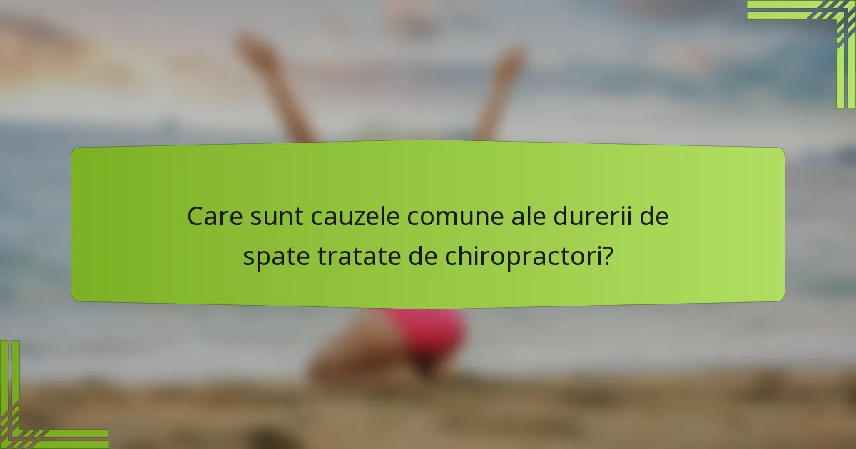 Care sunt cauzele comune ale durerii de spate tratate de chiropractori?