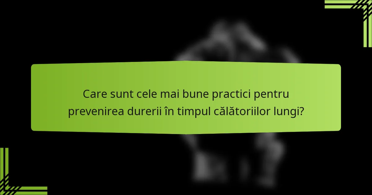Care sunt cele mai bune practici pentru prevenirea durerii în timpul călătoriilor lungi?