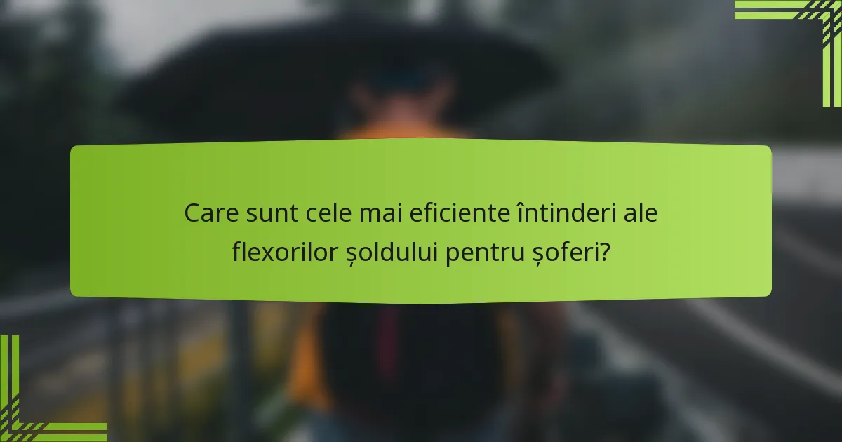 Care sunt cele mai eficiente întinderi ale flexorilor șoldului pentru șoferi?