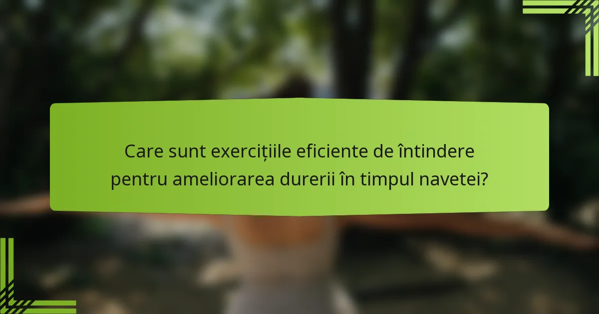 Care sunt exercițiile eficiente de întindere pentru ameliorarea durerii în timpul navetei?
