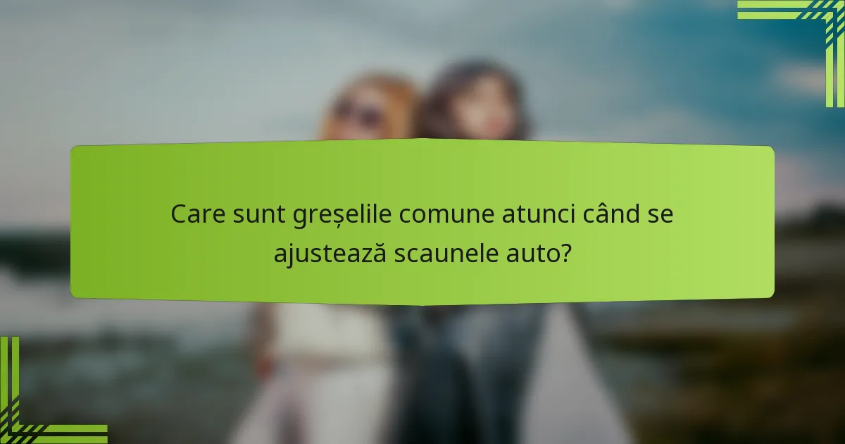 Care sunt greșelile comune atunci când se ajustează scaunele auto?