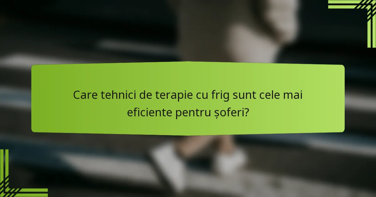 Care tehnici de terapie cu frig sunt cele mai eficiente pentru șoferi?