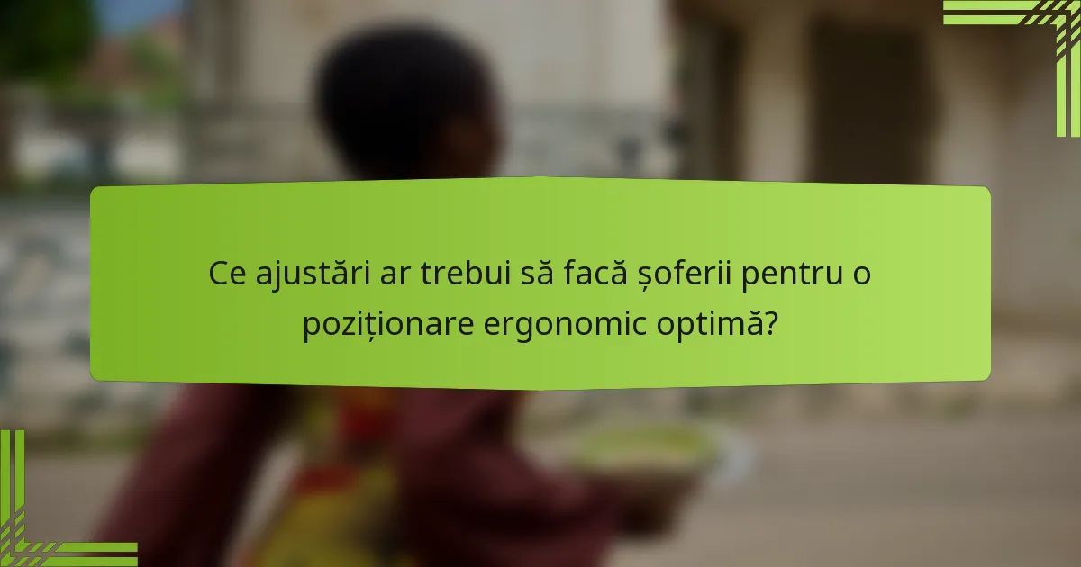 Ce ajustări ar trebui să facă șoferii pentru o poziționare ergonomic optimă?