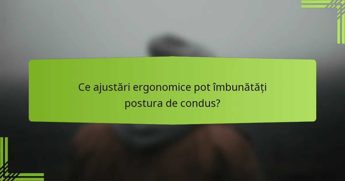 Ce ajustări ergonomice pot îmbunătăți postura de condus?