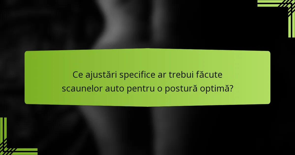 Ce ajustări specifice ar trebui făcute scaunelor auto pentru o postură optimă?