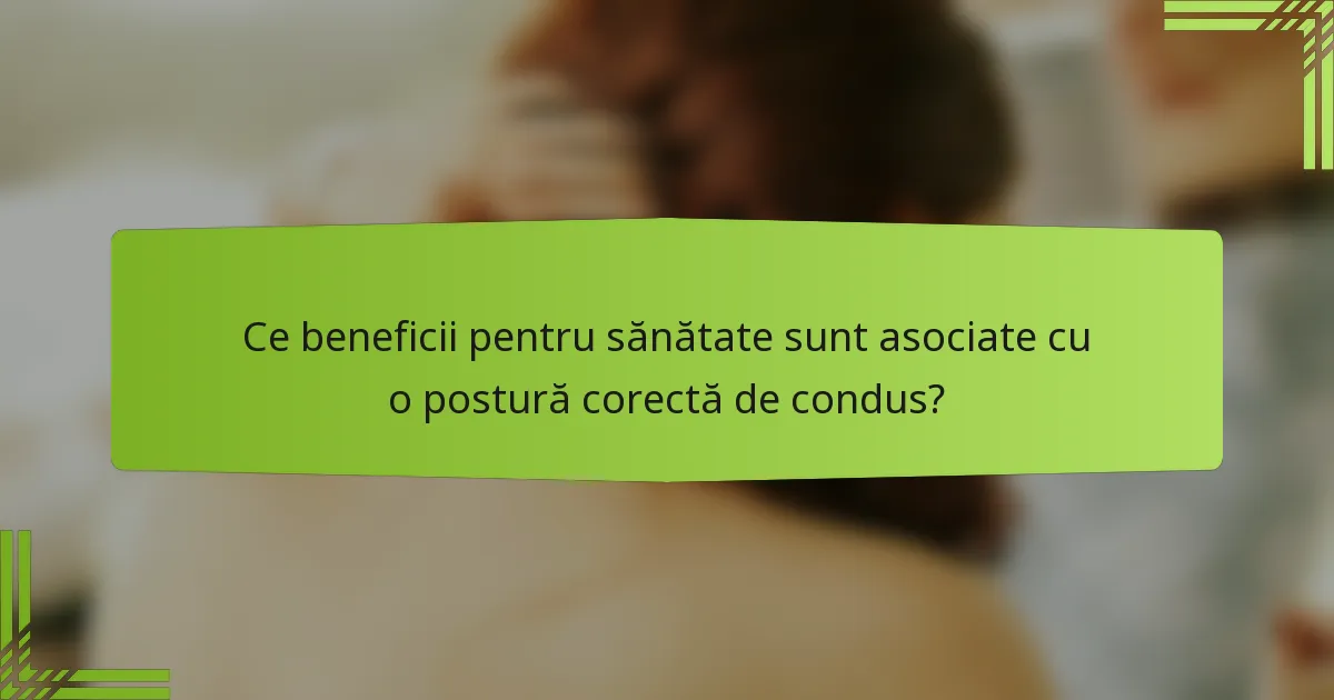 Ce beneficii pentru sănătate sunt asociate cu o postură corectă de condus?