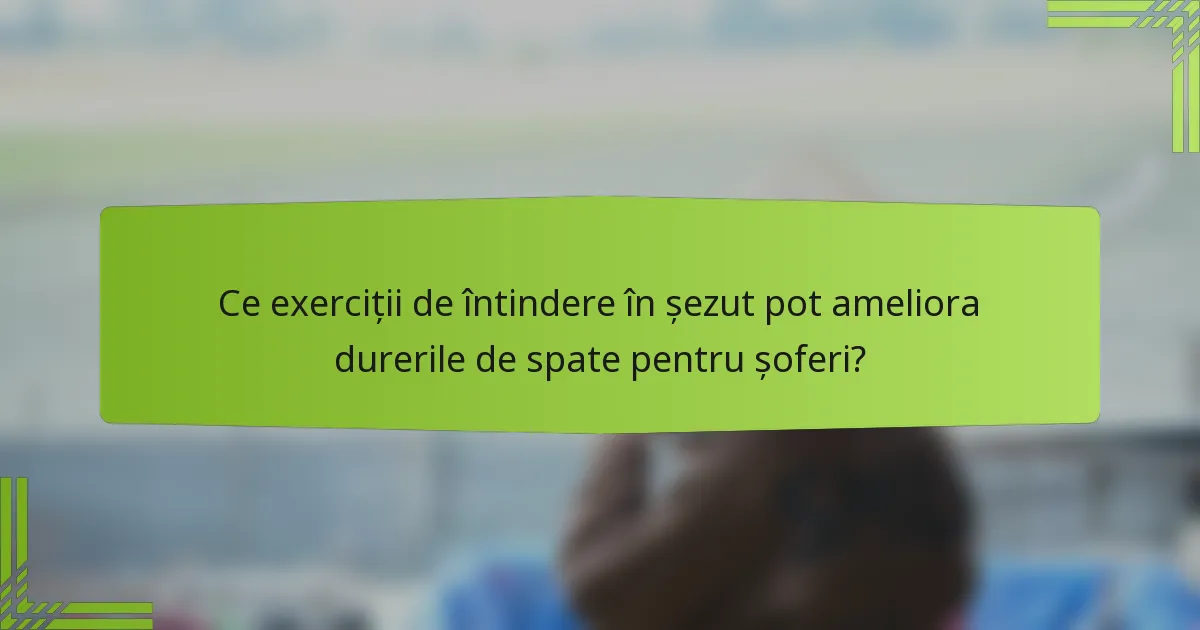 Ce exerciții de întindere în șezut pot ameliora durerile de spate pentru șoferi?