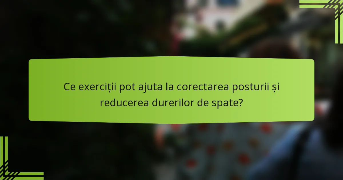 Ce exerciții pot ajuta la corectarea posturii și reducerea durerilor de spate?