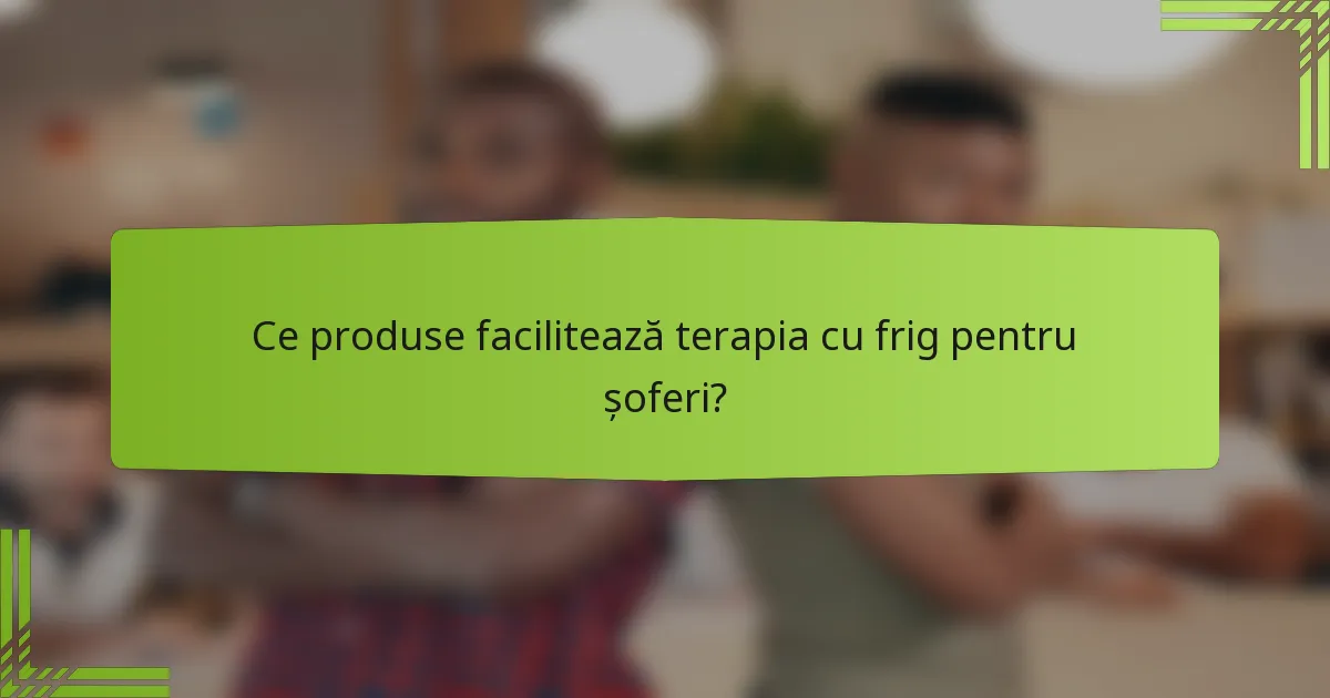 Ce produse facilitează terapia cu frig pentru șoferi?
