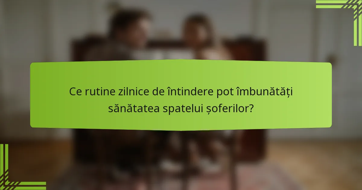 Ce rutine zilnice de întindere pot îmbunătăți sănătatea spatelui șoferilor?