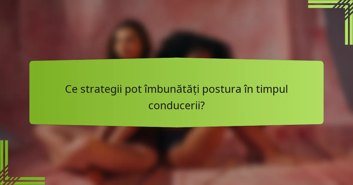 Ce strategii pot îmbunătăți postura în timpul conducerii?