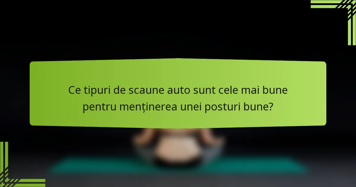 Ce tipuri de scaune auto sunt cele mai bune pentru menținerea unei posturi bune?