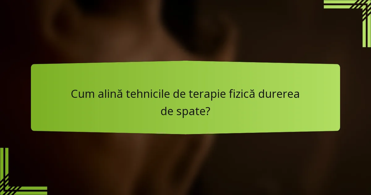 Cum alină tehnicile de terapie fizică durerea de spate?