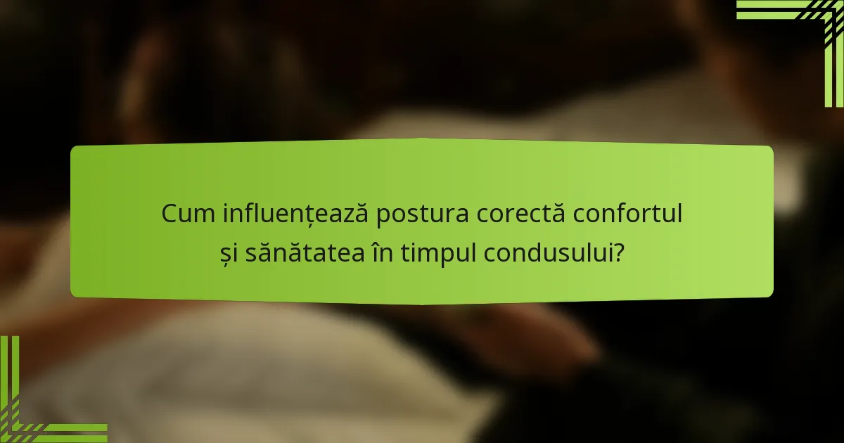 Cum influențează postura corectă confortul și sănătatea în timpul condusului?