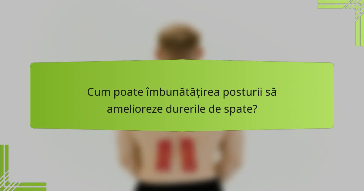 Cum poate îmbunătățirea posturii să amelioreze durerile de spate?