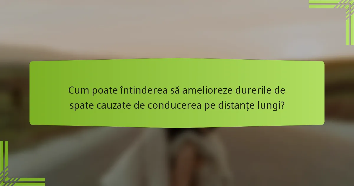 Cum poate întinderea să amelioreze durerile de spate cauzate de conducerea pe distanțe lungi?