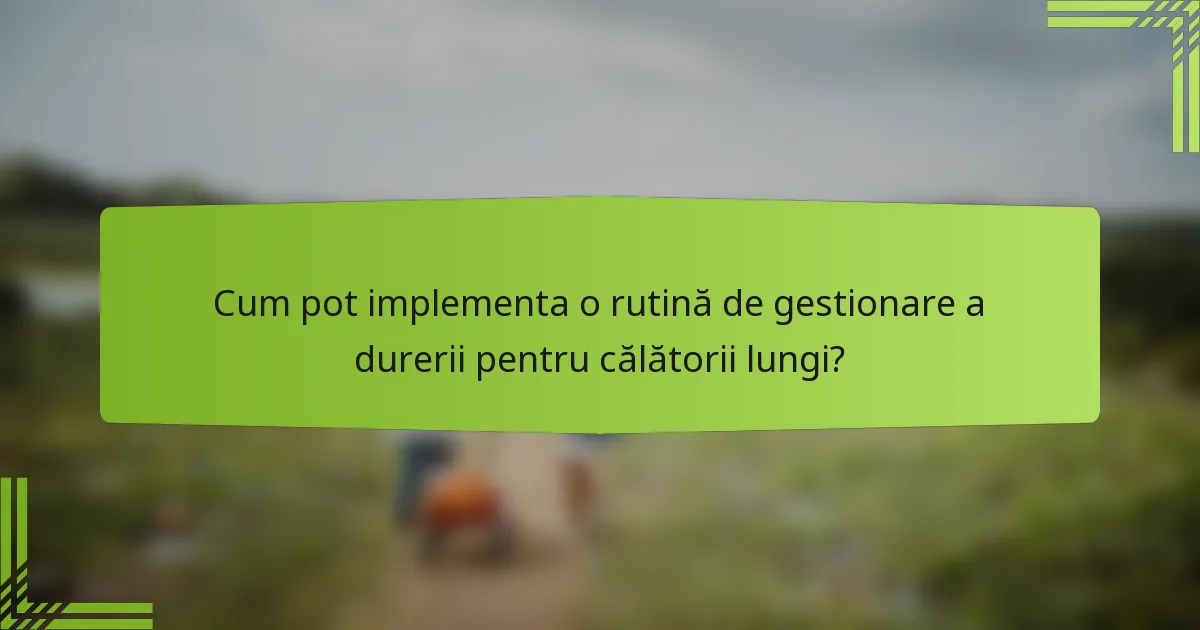 Cum pot implementa o rutină de gestionare a durerii pentru călătorii lungi?