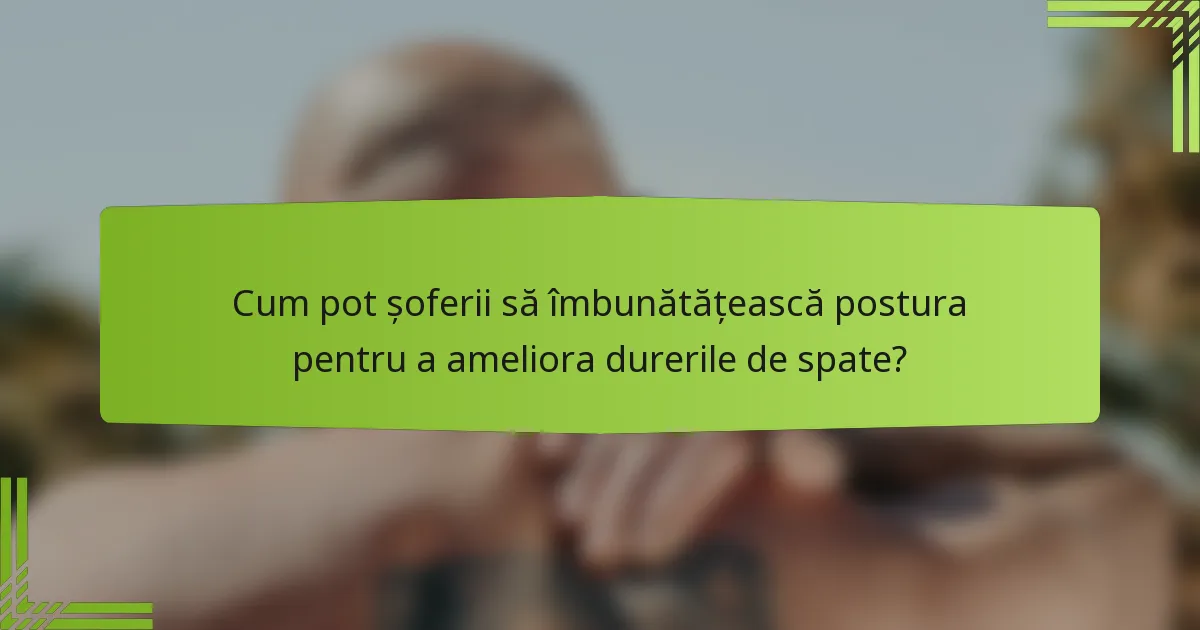 Cum pot șoferii să îmbunătățească postura pentru a ameliora durerile de spate?