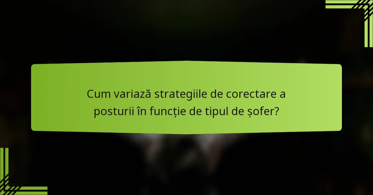 Cum variază strategiile de corectare a posturii în funcție de tipul de șofer?